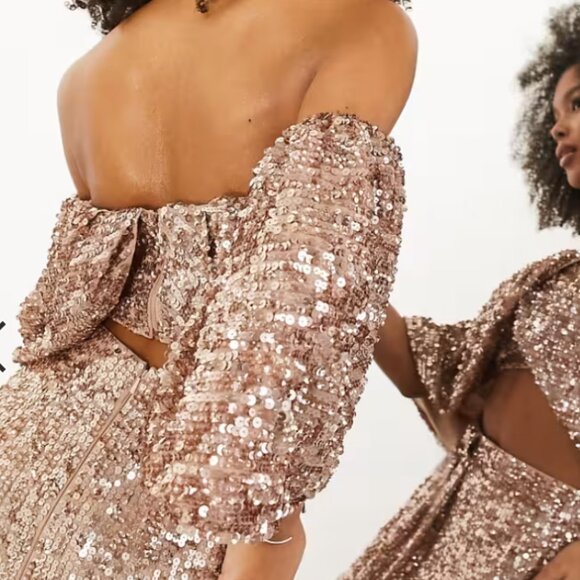 Sequin OTS Drape Crop Top - Picture 3 of 4